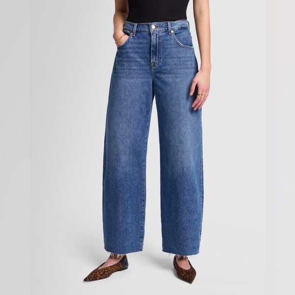 7 FOR ALL MANKIND Barrel Jeans Bonnie Curvilinear in Santa Cruz High Rise 25 NWT - Picture 5 of 11